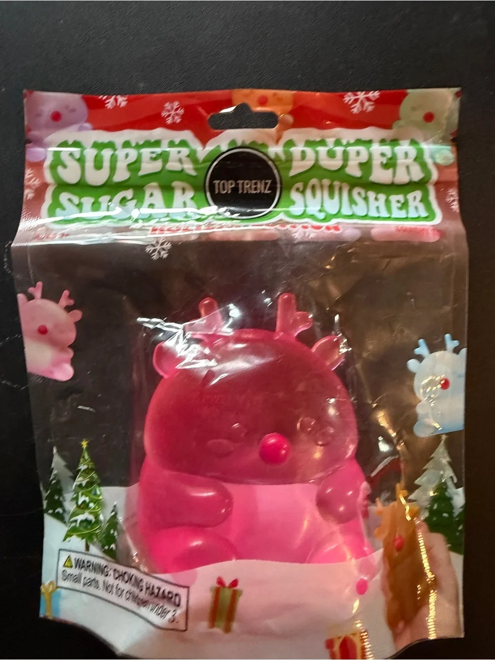 Squishy Top Trenz Super Duper Sugar Squisher Rudy Reindeer Holiday Edition Pink